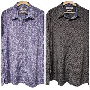 Two Nick Graham Men's 2XL 18-18.5 Shirts Long Sleeve Button Up EUC
